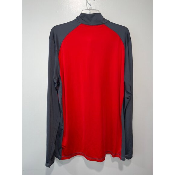 Columbia Mens Long‎ Sleeve Quarter Zip Shirt Pullover Omni Wick Large Red Grey - Picture 5 of 7